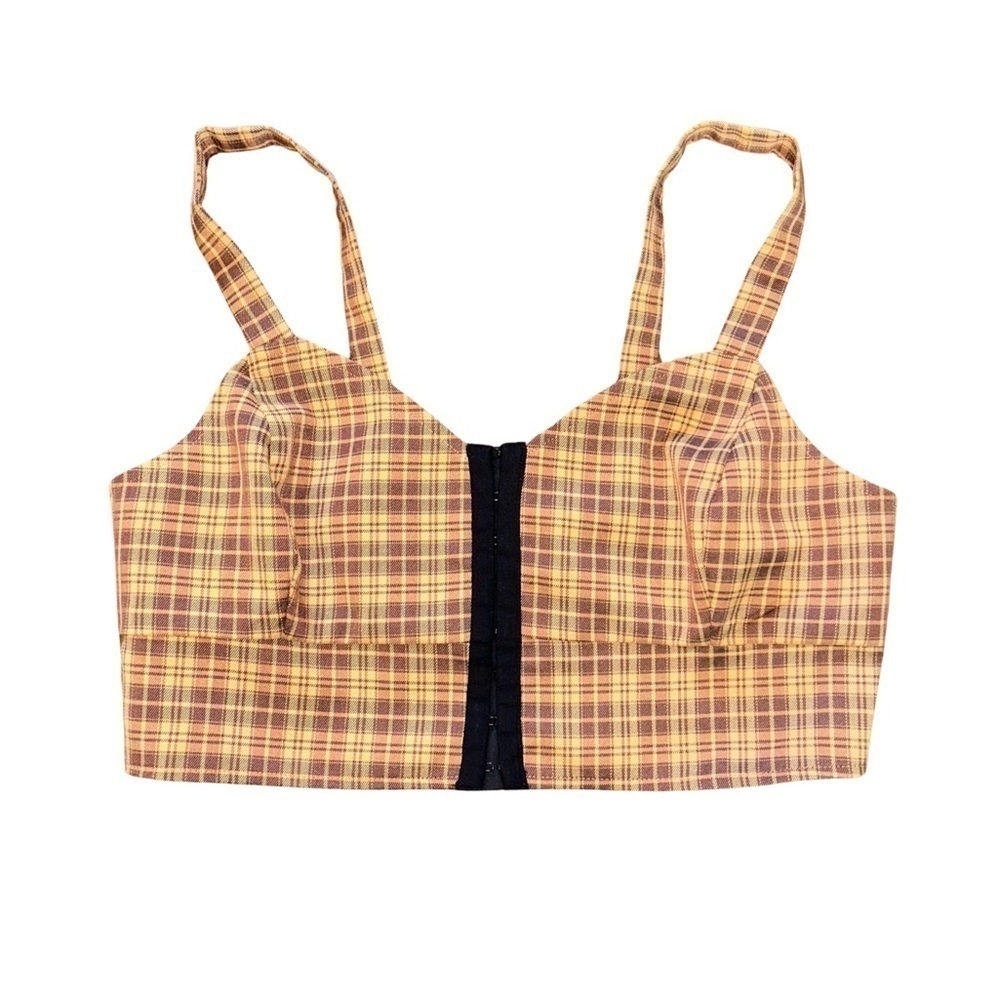 BP Plaid Crop Hook & Eye Corset Top - Size L